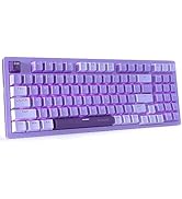 HUO JI Mechanical Gaming Keyboard USB Wired Compact with Number Pad, Purple Led Backlit, Red Swit...