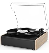Vinyl Record Player Bluetooth Wireless Turntable with Built-in Speakers and 3 Speed Belt-Driven V...