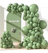 Amandir 153pcs Sage Green Balloons Arch Garland Kit Different Size 18 12 10 5 Inch Olive Dusty Li...