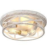 piano7797 13 inch White and Gold Flush Mount Ceiling Light Fixtures,3-Light Modern Hallway Light ...