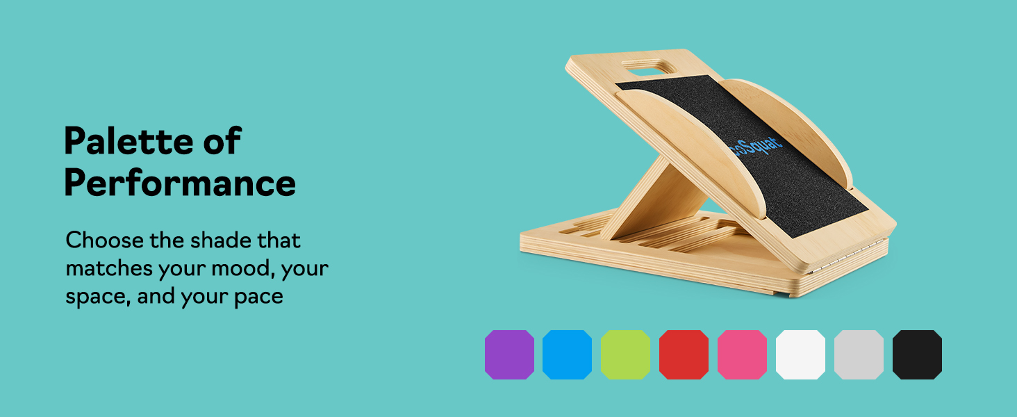 Wooden slant board for calf stretching and squats, multiple colors, physical therapy