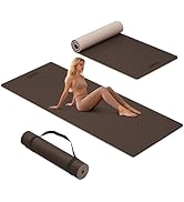HAHE Yoga Mat Thick, 72"x32"x0.4"Th (10mm), Wide Non-Slip Exercise Mat with Carry Strap, Double-S...