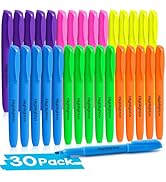 V-Opitos 30 Pack Highlighters in 6 Assorted Colors, No Bleed, Bright With Soft Chisel Tips, Ideal...