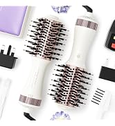 Travel Dual Voltage Hair Dryer Brush 4-IN-1 Portable Mini Hot Air Blow Dryer Straightener &amp; Curle...