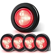 Oyviny 5PCS Red Round Trailer LED Marker Clearance Lights, 2” Side Marker Lights 4LED Flush Mount...