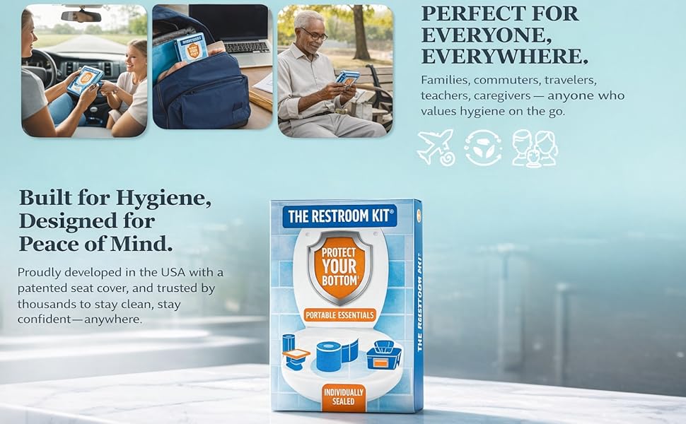 everyone can use the kit, The Restroom Kit goes where you go
