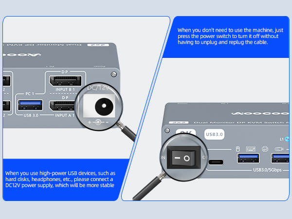 Dual Monitor KVM Switch for 2 Computer