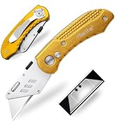 Folding Utility Knife Box Cutter Quick Change Blades, Back-lock Mechanism, Portable Belt Clip, wi...