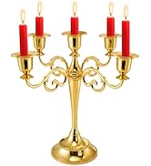 YOUEON 5 Arm Gold Candelabra, Candelabra Candle Holder, 10 Inch Tall Candlesticks Holder, Elegant...