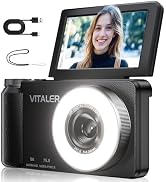 Vitaler 5K Digital Camera for Photography with Fill Light, 3'' 180°Flip Screen, 75MP Vlogging Cam...