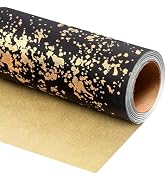MAYPLUSS Black Wrapping Paper Roll, Reversible Gold gift Wrap with 3D Snowflake for Mens Boys Bir...