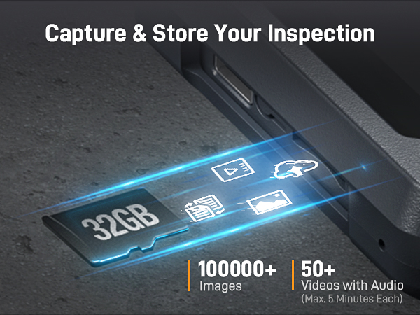 2-Way Articulating Borescope with 32GB Micro SD TF Memory Card for Capturing Photo and Video