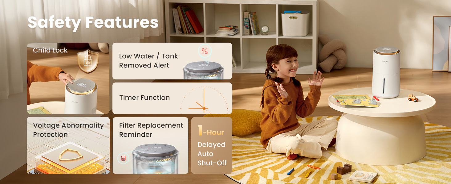 evaporative humidifier bedroom easy clean small baby nursery cool mist home office desk dorm room