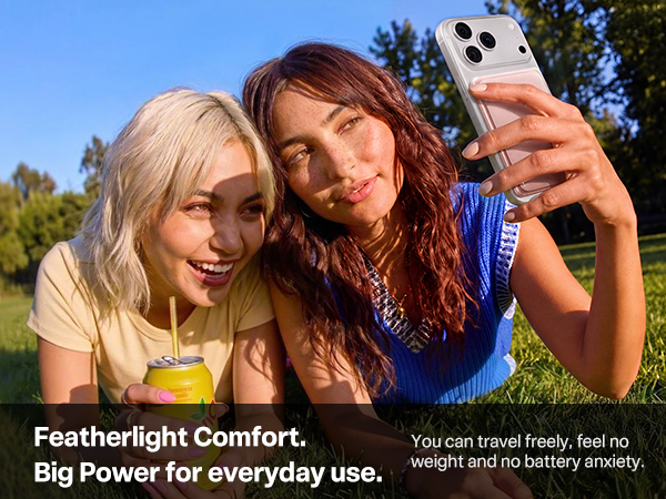 One-Handed Grip Power Bank, Lightweight for Hiking,Shopping, Feel No Weight, Discreet Charging.