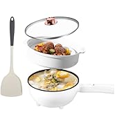 Hot Pot Electric, 3L Non-Stick Sauté Pan, Rapid Noodles Cooker with Steamer &amp; Spatula, Mini Pot f...