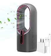 KONSIDEN Desk Fan Bladeless, 11.8 Inch Office Fan Small, Quiet, 3 Speed Adjustment, Touch Control...