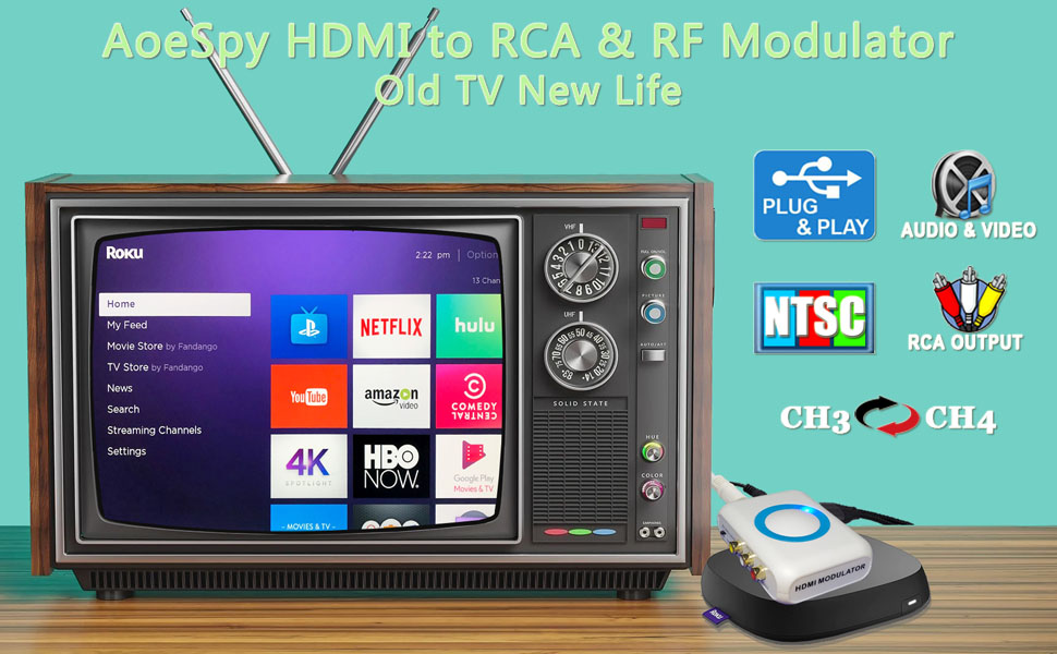 HDMI Modulator RF Coaxial Converter VHF HD Digital Adapter &amp;amp; AV RCA Converter