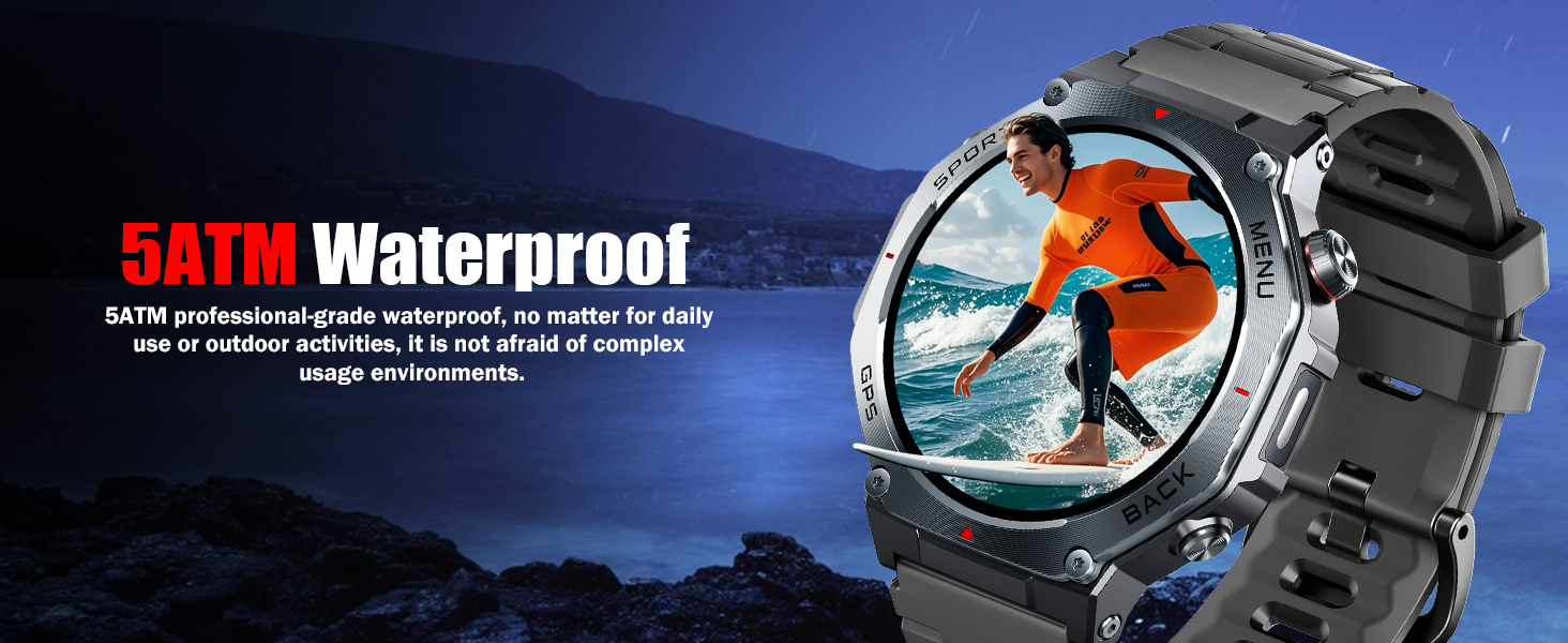 5ATM Waterproof watch