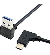 JSER Xiwai 30cm Reversible USB 3.1 USB-C Angled to 90 Degree Down Angled A Male Data Cable for Ta...