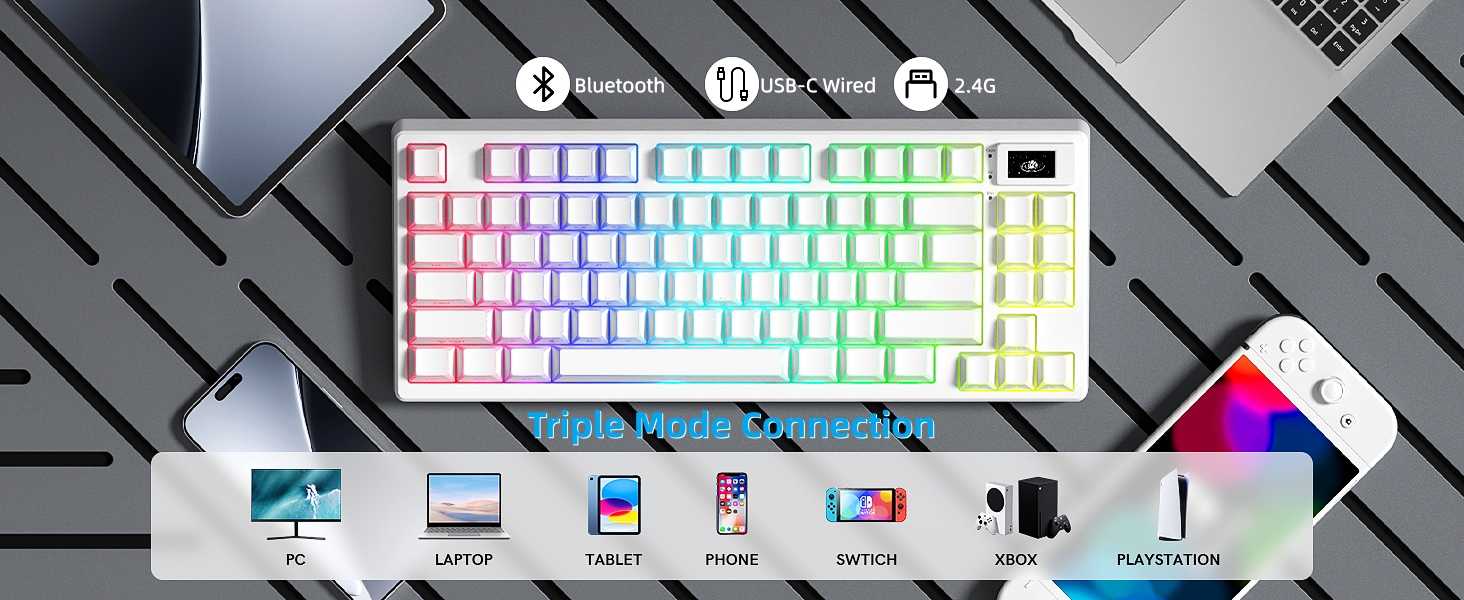 75% Wireless Mechanical Keyboard RGB Custom Creamy Keyboard gaming