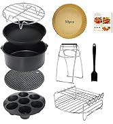 9 Inch Air Fryer Accessories Set of 9 for 5.8QT or Larger Deep Air Fryer - Include Air Fryer line...