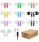Gaosen Bulk Earbuds Headphones 100 Pack for Kids School Classroom,Multi Colored in-Ear Earphones,...
