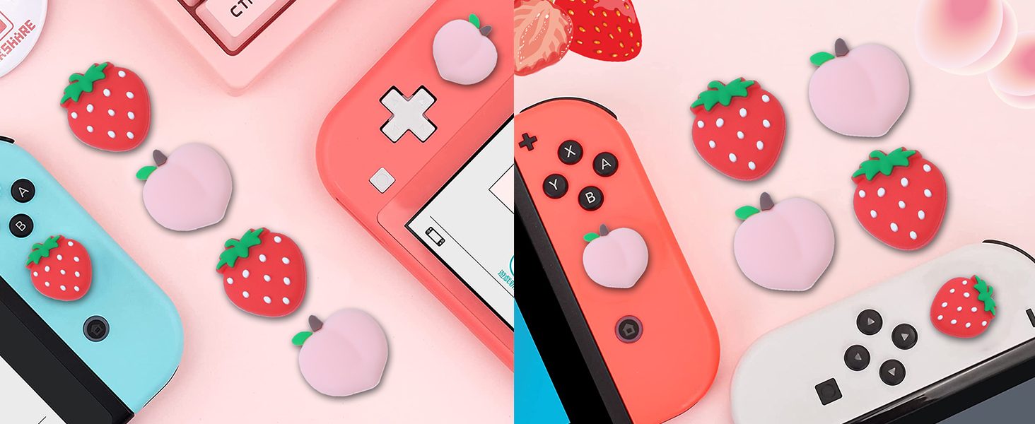 Switch joycon thumb grips strawberry peach