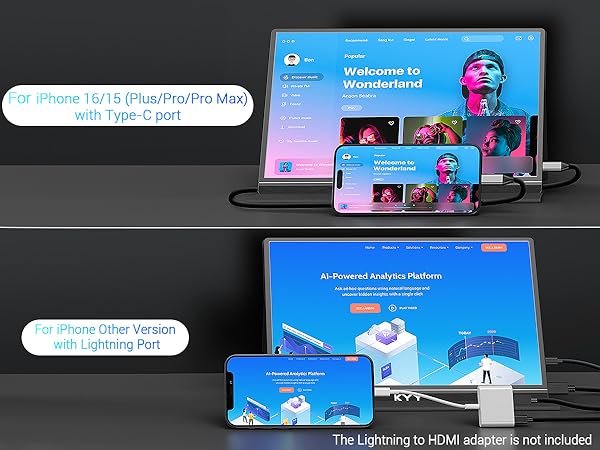 KYY portable monitor with iPhone