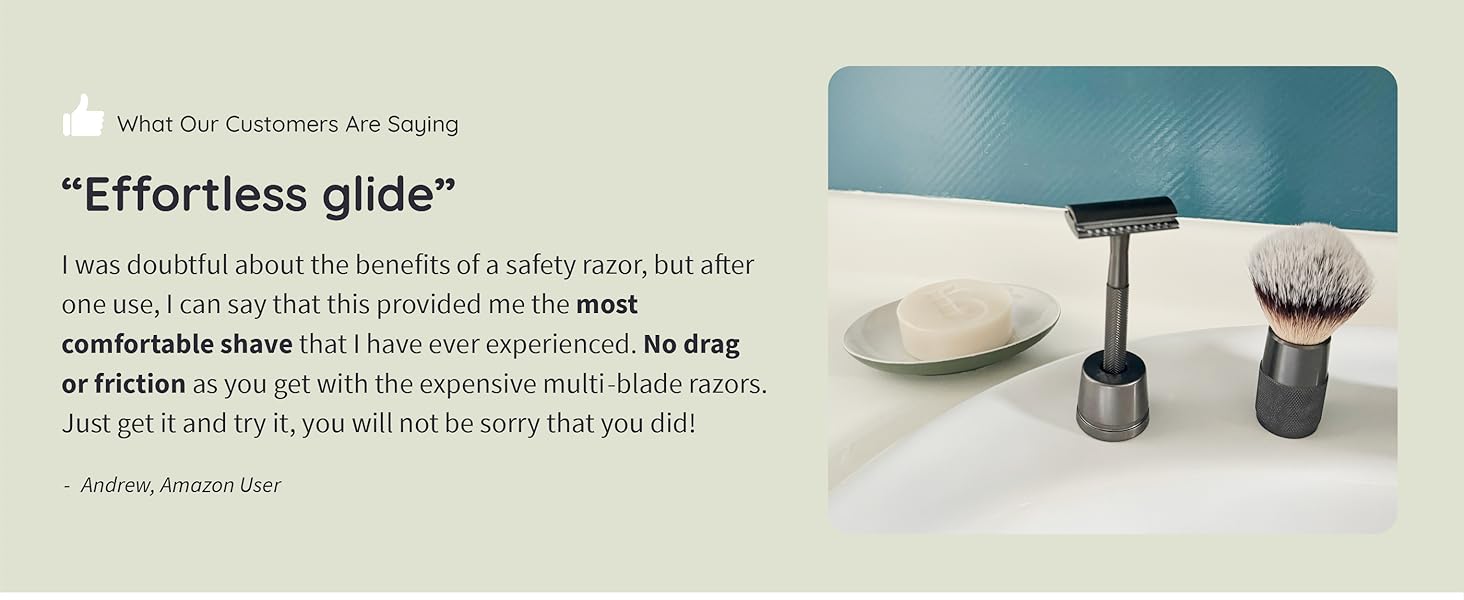 Two dark-colored furniture gliders or floor protectors with text 'Effortless glide' above them.