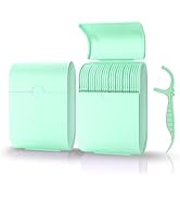 Travel Dental Floss Case 2 Box with 104 Dual Line Floss Picks &amp; Toothpicks -Green,Mint Flavor -Po...