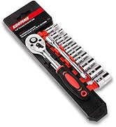 Egofine 12pcs 1/4 Inch Ratchet Socket Wrench Set, Drive Socket Set with 10 Sockets 4-13mm and 2 W...