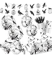 Gothic Halloween Decorations Crows Tableware 142Pcs Black Crows Halloween Plates and Napkins Silh...