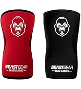 Beast Gear Knee Sleeves for Weightlifting - 5mm Reversible Neoprene Compression Sleeve Pack for P...