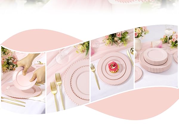 pink plastic plates