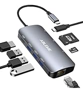 USB C Hub, 8 in 1 USB C to HDMI Multiport Adapter with 1000M Ethernet, 100W Power Delivery, SD/TF...