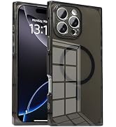 IAIYOXI Rectangle Edge Magnetic Clear Case for iPhone 16 Pro Max, Compatible with MagSafe, Full C...