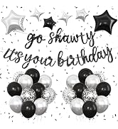 Black Go Shawty It's Your Birthday Decorations, Hip Hop Theme Glitter Birthday Banner, Black and ...