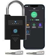 eLinkSmart Heavy Duty Fingerprint Padlock with Key, Weatherproof Bluetooth Biometric Keyless Elec...
