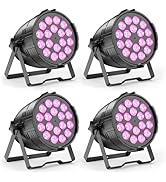 DazzlingStage 200W Stage Lights, RGBWAL 6IN1 Par Lights, Professional 18 LED DMX512 Sound-Activat...