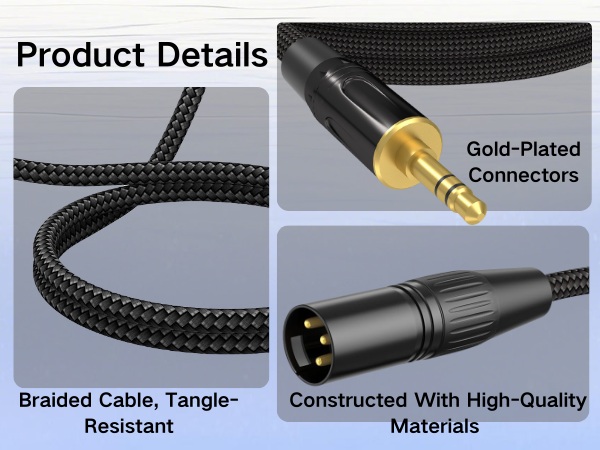 XLR Male to 3.5mm TRS Male Unbalanced Cable