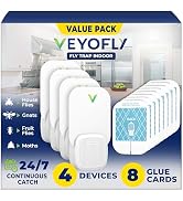 VEYOFLY Fly Trap Indoor, Fruit Fly Traps for Indoors, (4 Device + 8 Refills) Gnat Traps for House...