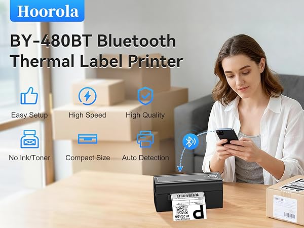 Bluetooth label printer for iPhone Android iPad &amp; USB for Mac Windows PC ChromeOS wireless thermal