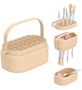 Makeup Brush Cleaner Mat 3 in 1 Makeup Brush Holder Silicone Makeup Brush Drying Rack Make Up Bru...