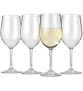 Lily's Home Unbreakable Chardonnay Wine Glasses, Made of Shatterproof Plastic and Ideal for Indoo...