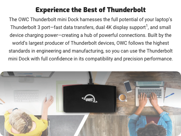 OWC Thunderbolt mini laptop dock create a hub of powerful connectionsfrom from a Thunderbolt 3 port