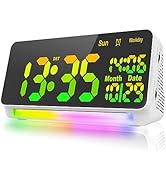 [120db Super Loud] Alarm Clocks for Bedrooms, 15 Wake Up Sounds, 7 Color Night Light, Dynamic RGB...