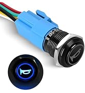 Nilight 16MM Raised Speaker Horn Momentary Push Button Switch 12V Blue Led Light Stainless Steel ...