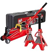 BIG RED T82001S Torin Hydraulic Trolley Service/Floor Jack Combo with 2 Jack Stands and Blow Mold...