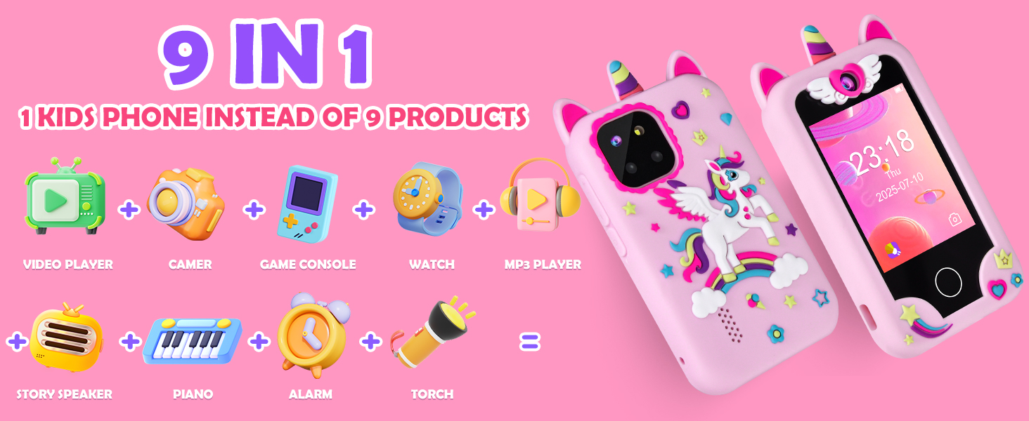 Kids Smart Phone for Girls, Toddler Unicorn Phone Toys for 3-8 Year Old Girl
