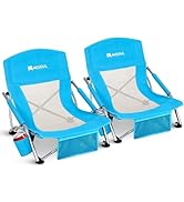 AKSOUL Folding Beach Chair for Adults: Low/High Back Chairs with Carry Bag - Extra Wide Seat Chai...